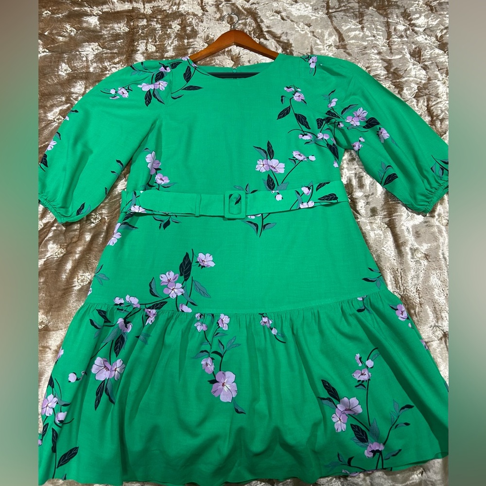 Ann Taylor Green Tiered Sundress with Bishop Sleeves. Excellent condition. - Picture 3 of 4